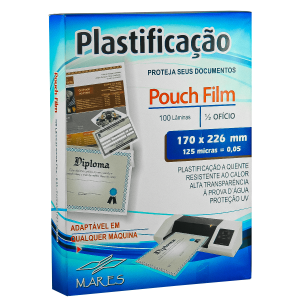 Plástico para Plastificação Meio Ofício 170x226x0,05 125 micras 100un