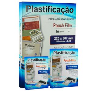 Kit Plástico para Plastificação 0,05 125 micras 100 CPF + 100 RG + 100 A4