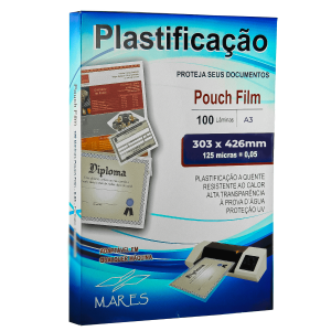Plástico para Plastificação A3 303x426x0,05 125 micras 100un