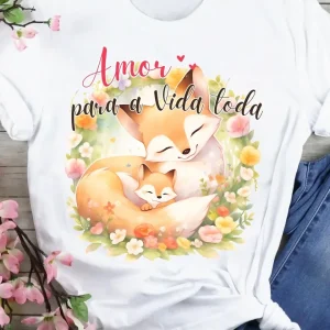 T-Shirt Mãe Animais Aguarela