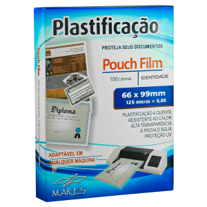 Plástico para Plastificação Crachá 66x99x0,05 125 micras 100un