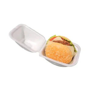 Hamburgueira Redonda de Isopor Branca- 13,5 x 9 x 13,5 cm – 50 Unidades