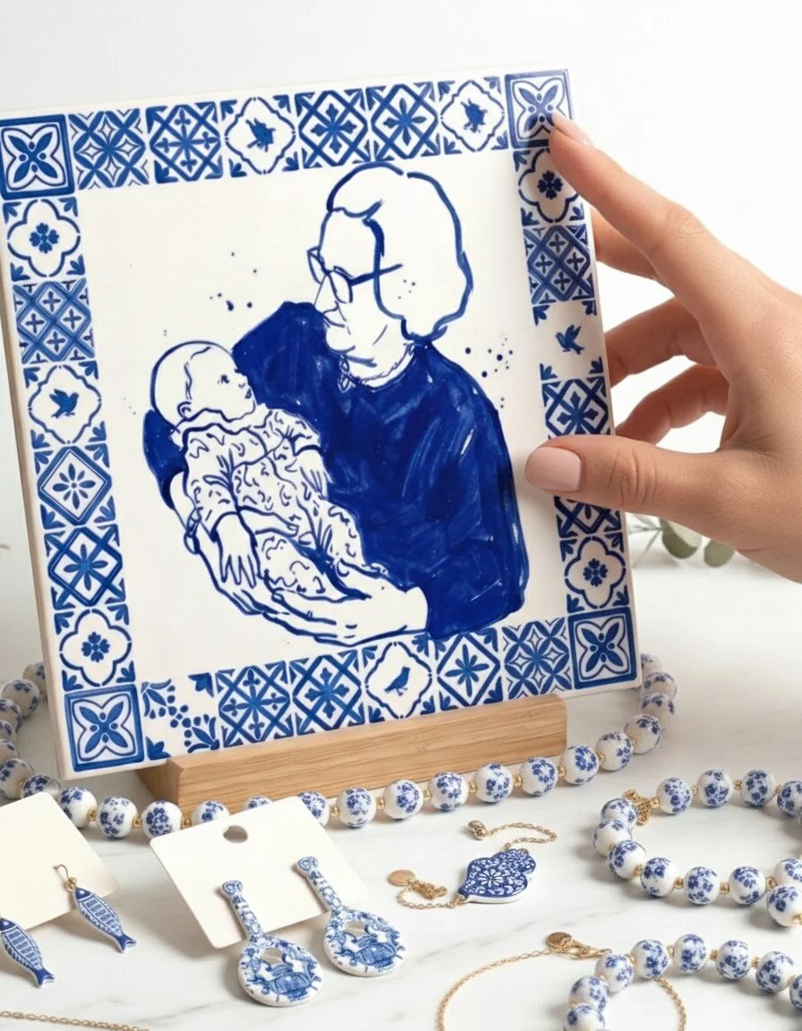 Conjunto Jóias em aço e cerâmica portuguesa - Image 9