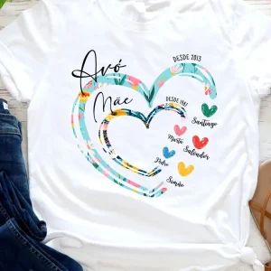 T-Shirt Avó Coração com Nomes